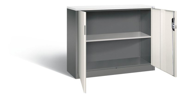 C+P Büroschrank Acurado, H1000xB1200xT400mm, Farbe: Vulkangrau / Perlweiß, Muldengriff, 2 OH, 9466-1200 S10273