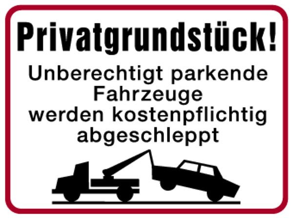 Schilder Klar Parkplatzkennzeichnung Privatgrundstück, 400x300x0.6 mm Aluminium geprägt, 597/02