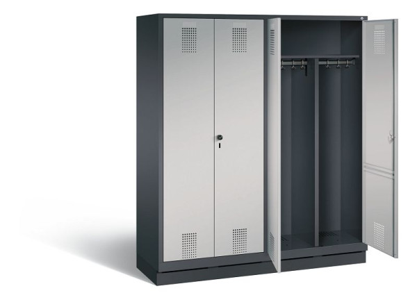 C+P Schwarz-Weiss-Spind Evolo, H1800xB1590xT500mm, Farbe: Schwarzgrau / Weißaluminium, 48022-42 S10032