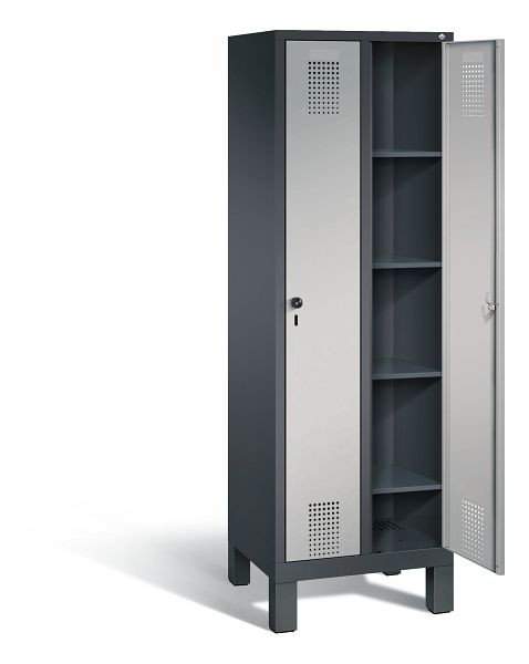 C+P Wäsche-Spind Evolo, H1850xB610xT500mm, Farbe: Schwarzgrau / Weißaluminium, 48010-20B S10022
