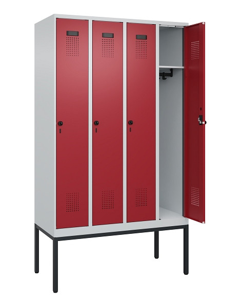 C+P Spind Evolo PLUS, Gestell, 4 Abteile, 2120x1200x500mm, 7035/3003, Verschluss Drehriegel, Ablageböden 4, 0490307-40 S10004