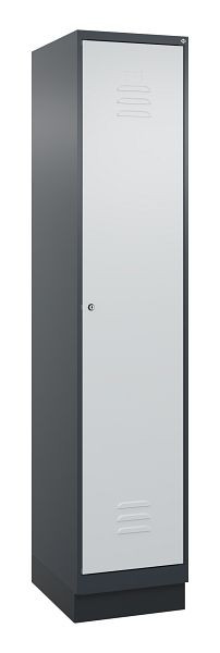 C+P Umkleidespind Classic PLUS mit Mitteltrennwand, Sockel, 1950x400x500mm, 7016/7035, Zylinderschloss, 080020-12F S10028