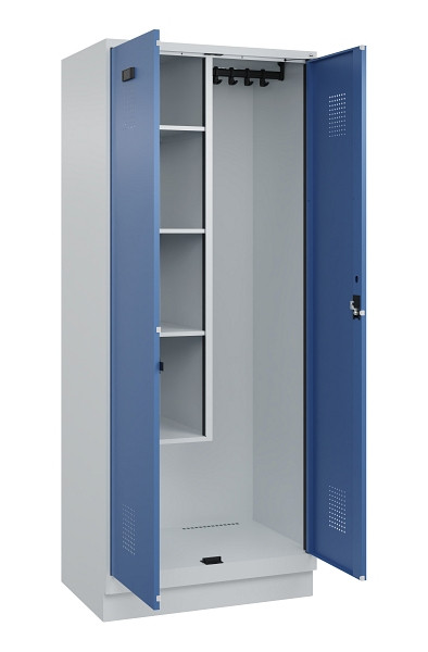C+P Putzmittel-Spind Evolo PLUS, mit Sockel, 2 Abteile, 1950x800x500mm, 7035/502, Zylinderschloss, 049120-02 S10035