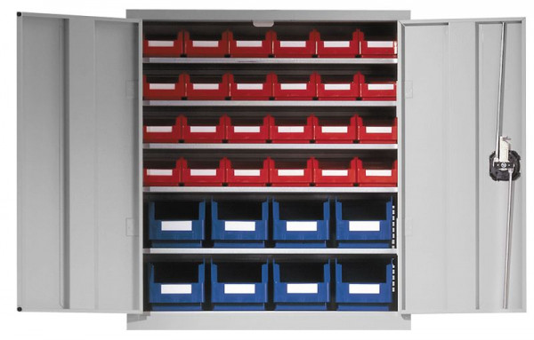 Kappes Ordnungsschrank mit Türen Modell 13, 780 x 690 x 285 mm, RAL 7035, Inklusiv Lagersichtkasten 8 x Größe 6, 24 x Größe 7, 1001.04.1013