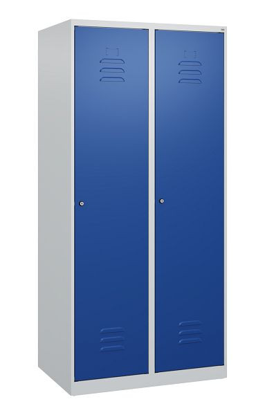 C+P Umkleidespind Classic PLUS mit Mitteltrennwand, 2 Abteile, 1700x800x500mm, 7035/5010, Zylinderschlösser, 0800007-22F S10016