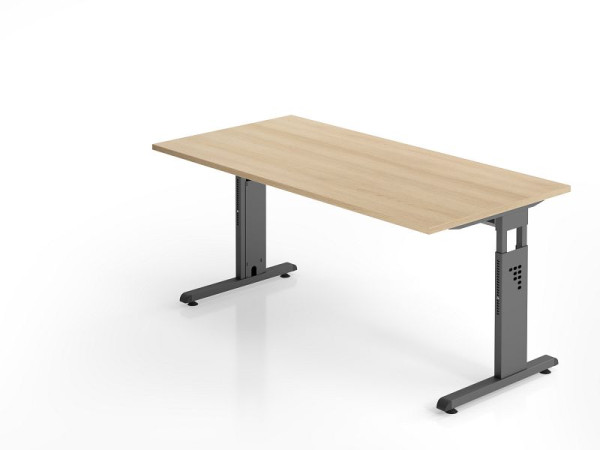 Hammerbacher Schreibtisch OS16, 160 x 80 cm, Platte: Eiche, 25 mm dick, 2 mm ABS-Kante, Rechteckform, VOS16/E/G