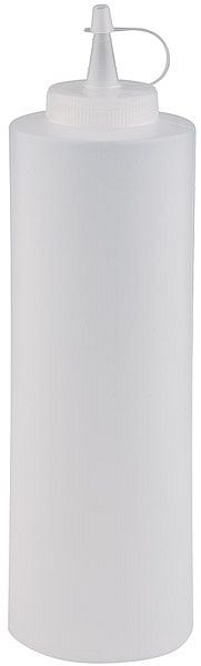 APS Quetschflasche, Ø 6,5 cm, Höhe: 25 cm, 0,65 Liter, Polyethylen, weiß / klar, mit Schraubdeckel, 93157