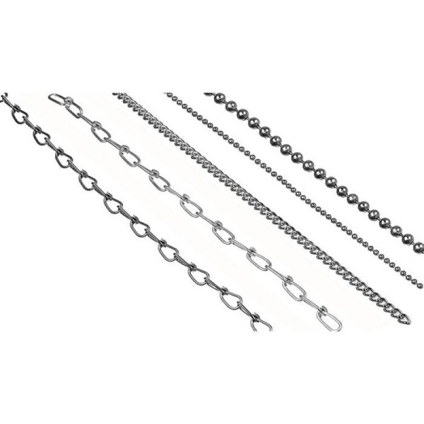 Stein HGS Ketten zur Befestigung von Schildern, Knotenkette nach DIN 5686, (nicht geprüft), Drahtstärke 1,4 mm, Außenbreite 6,5 mm, Meterware, 90.9121