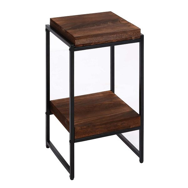 Mendler Blumentisch HWC-K71, Blumenregal Beistelltisch Pflanzregal, MDF Metall, dunkelbraun, 61cm, 96846