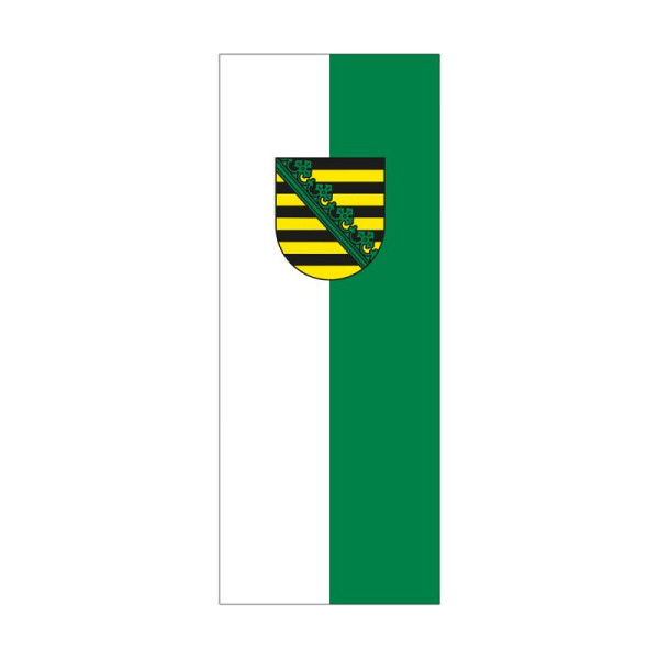 Stein HGS Landesdienstflagge Sachsen (mit Wappen), 400x150cm, mit Kunststoff-Karabiner, FlagTop 160 g/m², für Fahnenmasten ab 8 m ohne Hohlsaum, 26565