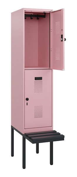 C+P Doppelstock-Spind Evolo PLUS, Bank, 2 Fächer, 1950x400x815mm, 3015/3015, Drehriegel, Sitzfläche Kunststoff, 0493405-12 S10127