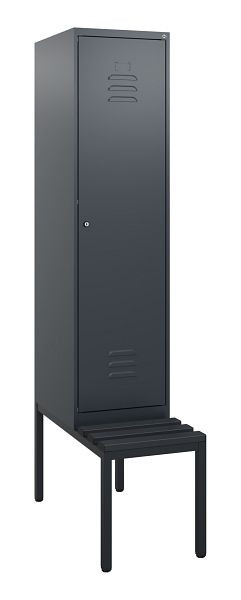 C+P Umkleidespind Classic PLUS, mit untergebauter Sitzbank, 1950x400x815mm, 7016/7016, Zylinderschloss, 0800505-12 S10057
