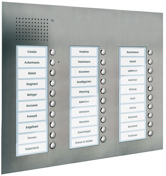 TCS Audio Außenstation Serie PUK 30 Klingeltasten (rechtsbündig), 3-spaltig, UP Edelstahl, PUK30/3-ES