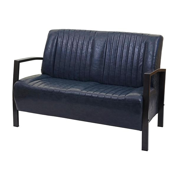 Mendler 2er Sofa HWC-H10, Couch Zweisitzer, Metall Kunstleder Industrie-Design, vintage grau, 72473