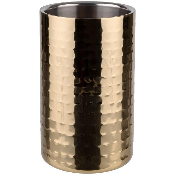 APS Flaschenkühler, Ø 12 cm außen, Ø 10 cm innen, doppelwandig, Edelstahl, Hammerschlag Optik, 36128