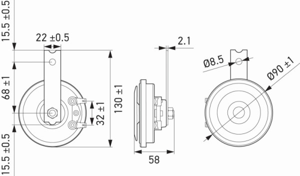 HELLA Horn - S90 - 12V - 113dB(A) - Frequenzbereich: 350/415Hz - Gehäusefarbe: rot/schwarz - Flachsteckanschluss - Set, 3AM 922 000-971