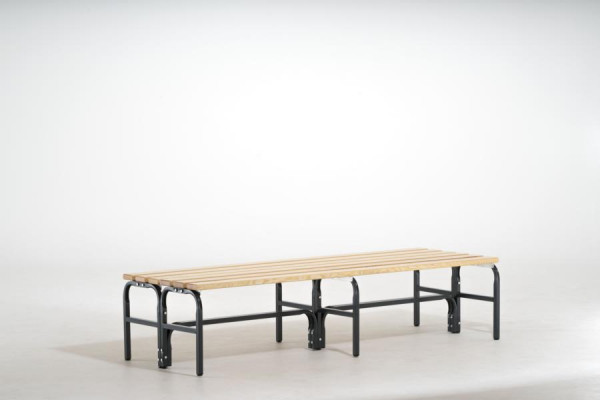 SYPRO Doppel-Sitzbank (Typ D) 200, ohne Rückenlehne, Stahl/Holz, anthrazit, 131354