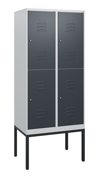 C+P Doppelstöckiger Spind Classic PLUS, Gestell, 2 Abteile, 1950x800x500mm, 7035/7016, Zylinderschlösser, 0803305-22 S10038