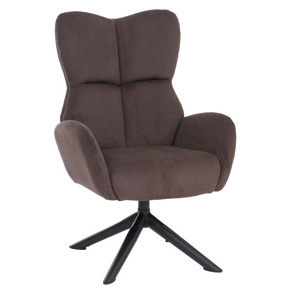 Mendler Loungesessel HWC-Q54, Cocktail-/Polster-/Relaxsessel Sessel Loungestuhl, drehbar Metall Cord (320g/m²), dunkelbraun, 166538+166539
