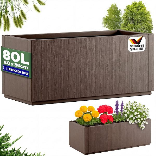 casaria Blumentopf Ethica Braun Kunststoff 80x36x36cm, 109895