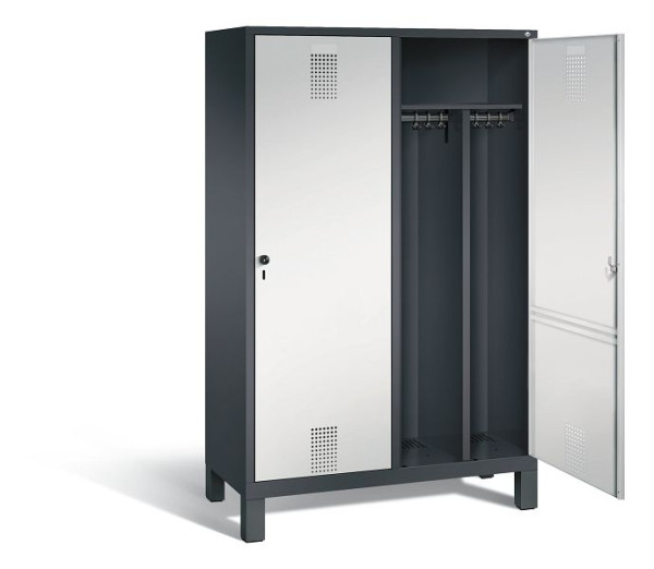 C+P Schwarz-Weiss-Spind Evolo, H1850xB1190xT500mm, Farbe: Schwarzgrau / Lichtgrau, 48210-40 S10037