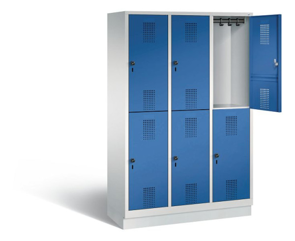 C+P Spind doppelstöckig Evolo, H1800xB1200xT500mm, Farbe: Lichtgrau / Enzianblau, 48320-32 S10039