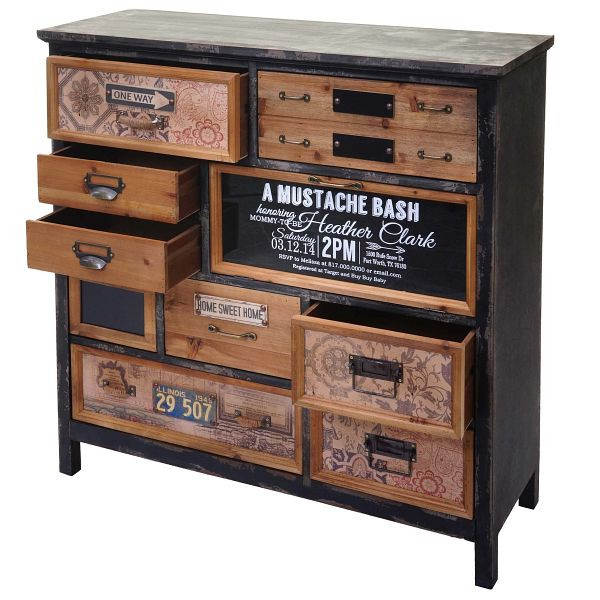 Mendler Apotheker-Schrank HWC-A43, Kommode, Tanne Holz massiv Vintage Shabby-Look 90x90x32cm, 64315
