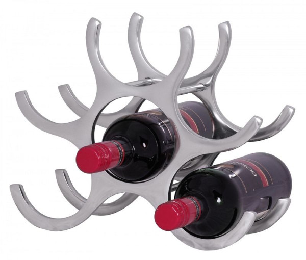 Wohnling Design Aluminium Weinregal VINO 6 Flaschen in Silber 29x24x14 cm, WL1.252