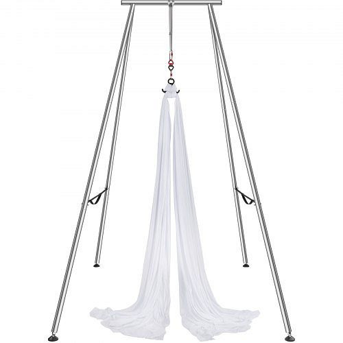 VEVOR Aerial Yoga Hängematte mit Yogarahmen 6 x 2,6 m, Weiß, KJDC6MDC293MXA96BV0