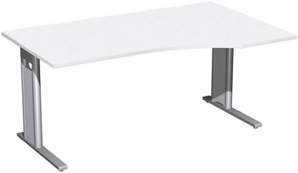 geramöbel PC-Schreibtisch rechts starr, C Fuß Blende optional, 1600x1000x720, Weiß/Silber, N-648311-WS