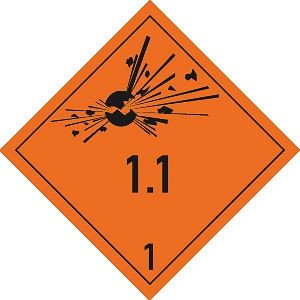 Moedel Gefahrzettel Klasse 1 - Unterklasse 1.1, Folie, 100x100 mm, 65890