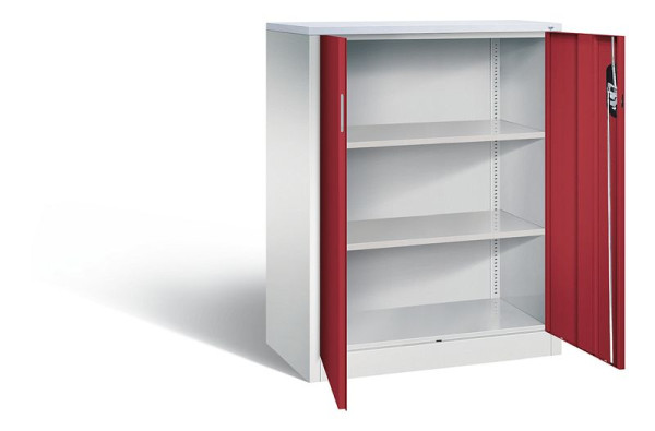 C+P Büroschrank Acurado, H1200xB930xT500mm, Farbe: Lichtgrau / Rubinrot, Muldengriff, 3 OH, 9287-1200 S10229