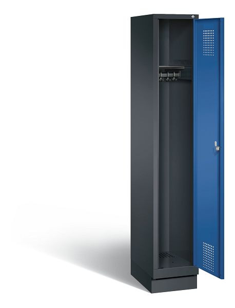 C+P Garderobenschrank Evolo, H1800xB320xT500mm, Farbe: Schwarzgrau / Enzianblau, 48020-10 S10149