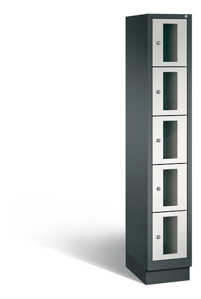 C+P Schließfachschrank Classic, 5 Fächer, H1800xB320xT500 mm, Anthrazit/Grau, 8020A105 S10027