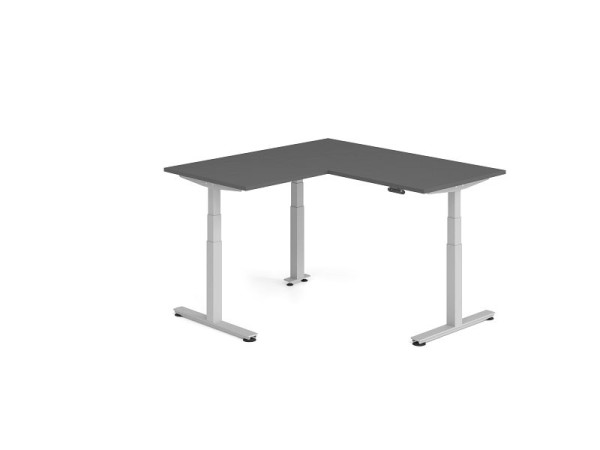 Hammerbacher Sitz-Steh-Winkeltisch 160x160cm Graphit/Silber, VXDSMW1608/G/S