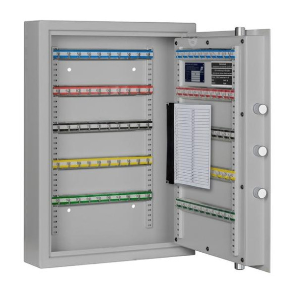 Eichner Schlüsseltresor mit Elektronikschloss, Einrichtung für 100 Schlüsselhaken, 576 x 460 x 140 (HxBxT,mm), Farbe: RAL 7035, 9201-00011-ELS