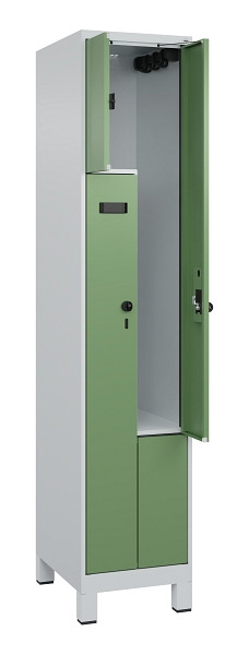 C+P Z-Spind Evolo PLUS, Füße, 2 Fächer, 1950x400x500mm, 7035/6011, Drehriegel, 049013-122 S10006