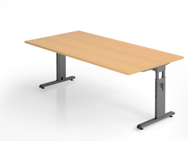 Hammerbacher Schreibtisch OS2E, 200 x 100 cm, Platte: Buche, 25 mm dick, 2 mm ABS-Kante, Rechteckform, VOS2E/6/G