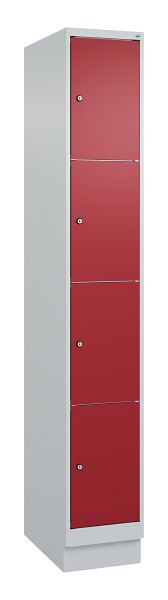 C+P Schließfachschrank Classic PLUS, Sockel, 1950x300x500mm, 7035/3003, mit 4 Fächern, 080020-104 S10001