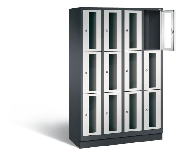 C+P Schließfachschrank Classic, H1800xB1190xT500mm, Farbe: Schwarzgrau / Lichtgrau, 8020A403 S10013