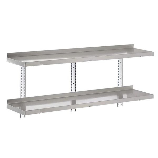 Gastro M Komplettes Regal 2 Ebenen 140x40cm - Komplettes Montageset (Ohne Schrauben), HZ757