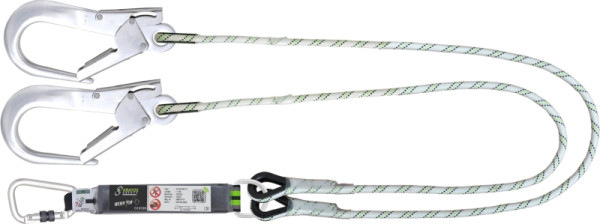 Kratos Y-Verbindungsmittel mit Falldämpfer aus Kernmantelseil und Aluminium Karabinern, lg. 1,50 m, FA3062015