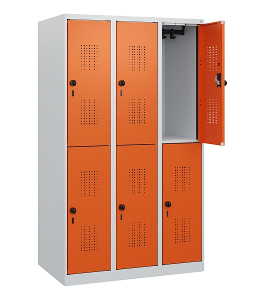 C+P Doppelstöckiger Spind Evolo PLUS, 6 Fächer, 1530x900x500mm, 7035/2004, Drehriegel, 0493005-30 S10002