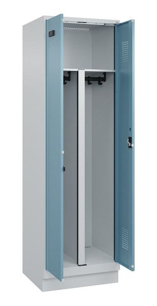C+P PSA Schwarz-Weiß-Spind Evolo PLUS, mit Sockel, 2 Abteile, 1950x600x500mm, 70, 2406015 RDS Architekturblau, Zylinderschloss, 049022-20P S10036