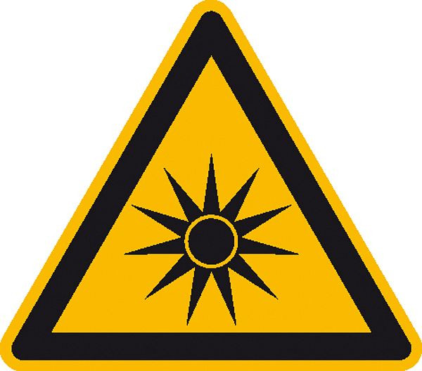 SafetyMarking Warnschild, Warnung vor optischer Strahlung, Länge 20 cm, Folie, selbstklebend, 21.1079