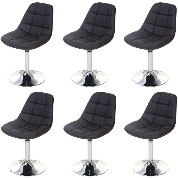 Mendler 6er-Set Esszimmerstuhl HWC-A60, Stuhl Drehstuhl, Chrom, Kunstleder braun, 47838+47838+47838