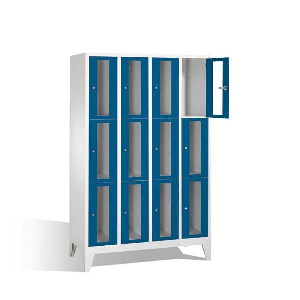 C+P Schließfachschrank Classic, H1850xB1190xT500mm, Farbe: Lichtgrau / Enzianblau, 8010A403 S10007