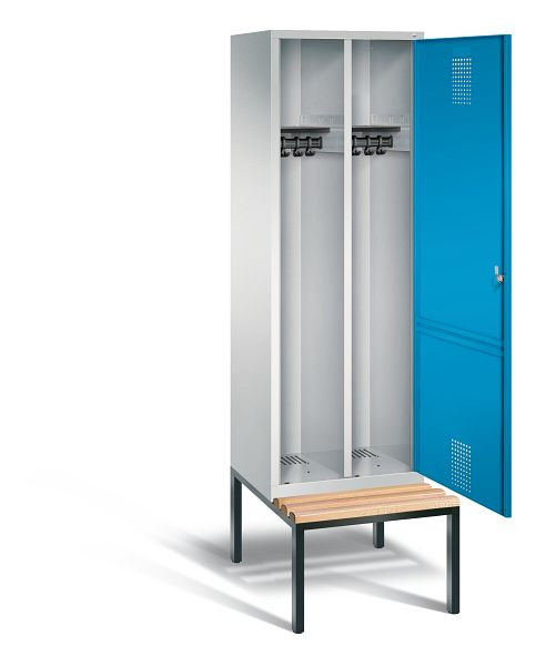 C+P Schwarz-Weiss-Spind Evolo, H2090xB610xT500mm, Farbe: Lichtgrau / Lichtblau, 48250-20 S10020