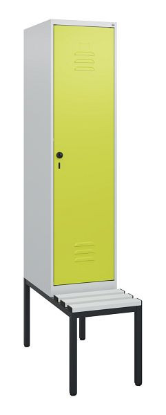 C+P Umkleidespind Classic PLUS, mit untergebauter Sitzbank, 1950x400x815mm, 7035/0024, Drehriegel, 0800505-12 S10040