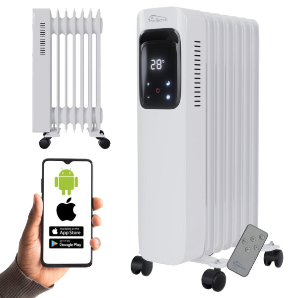 TroniTechnik Ölradiator Elektroheizung TT-OR 307 in Weiß mit 7 Rippen und 1500 Watt, drei Heizstufen (600W, 900W, 1500W), 6307